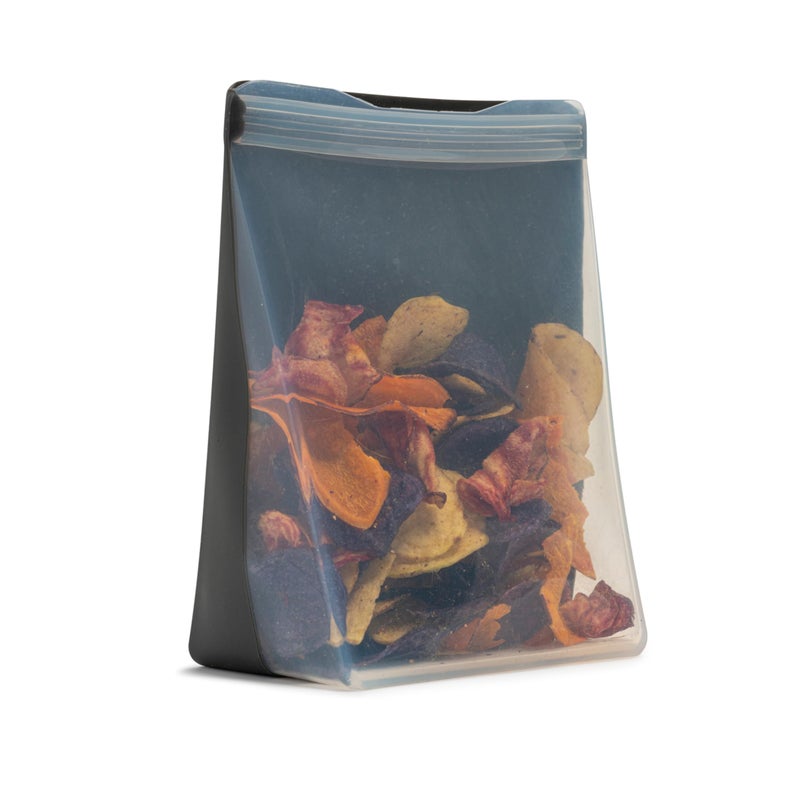 WP W&P Porter Silicone Reusable Storage Bag, Sandwich (50oz Stand-Up), Charcoal, Food Storage Container, Microwave and Dishwasher Safe, Easy Cleaning - Image 1